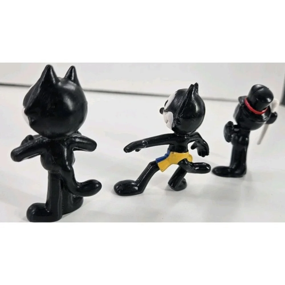 Lot of 3 Felix‎ the Cat PVC Figures by Applause 1989 Bow Tie Top Hat Shorts 2